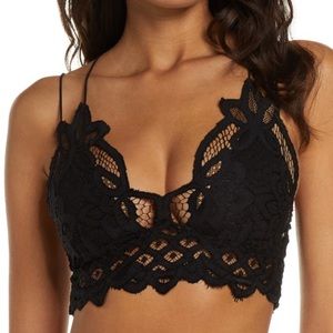 Free People Intimately Adella Longline Bralette in Black Size Medium